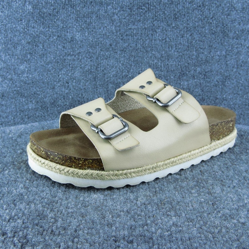 Time And Tru Women Slide Sandal Shoes Beige Synthetic Size 8.5 Medium